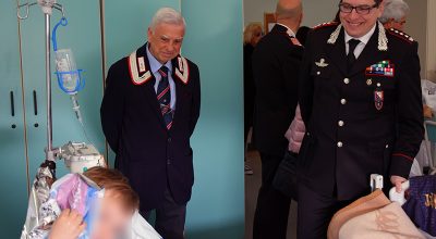Pasqua alle Scotte, Associazione Nazionale Carabinieri e Arma dei Carabinieri in visita al Dipartimento Materno Infantile con 100 uova di cioccolato per i bambini ricoverati al policlinico Santa Maria alle Scotte