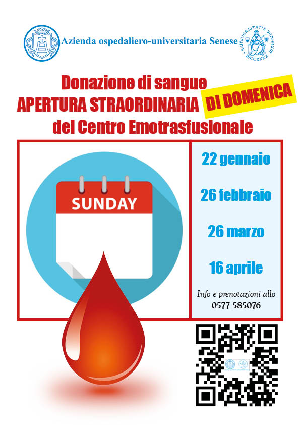 Donazione di sangue domenicali alle Scotte