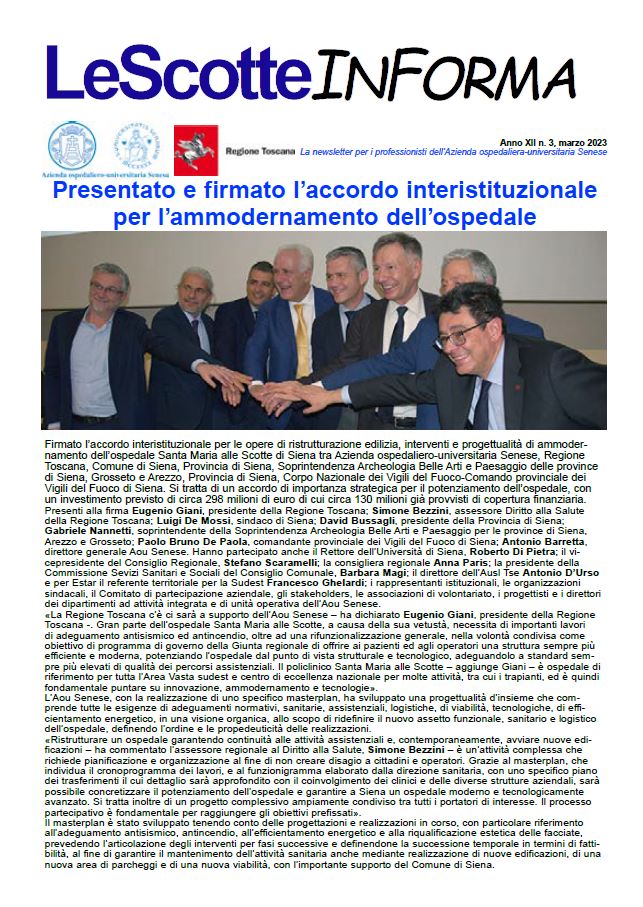 Prima pagina Scotte informa marzo 2023