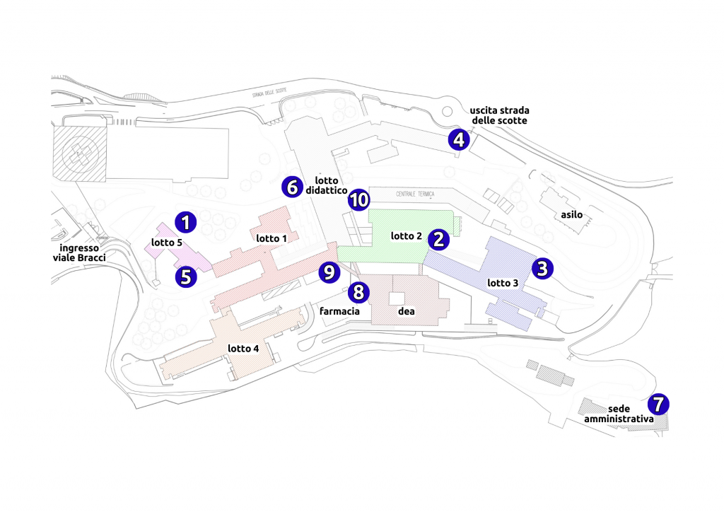 Mappa punti fumo all'ospedale di Siena