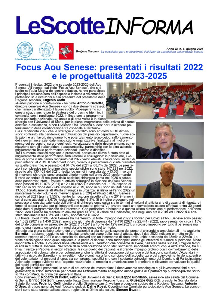 Prima pagina Scotte informa giugno 2023