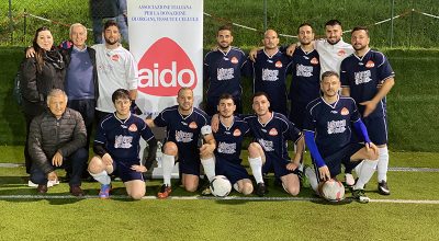 Solidarietà in campo: squadra organizzata dal Coordinamento Donazione Organi e Tessuti dell’Aou Senese, sponsorizzata dall’Aido, protagonista nel campionato senese di calcio a 8 Aics