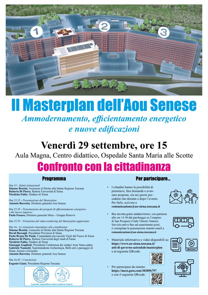 Masterplan: confronto con al cittadinanza venerdì 29 settembre 2023