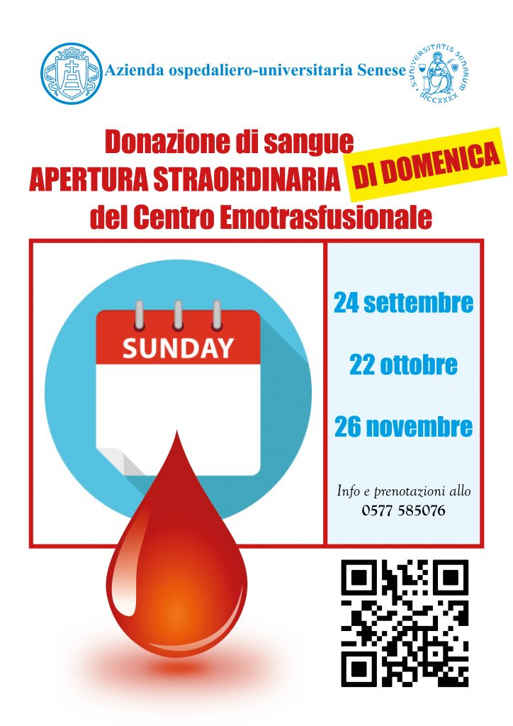 Donazione di sangue, il Centro Emotrasfusionale dell’Aou Senese apre anche la domenica