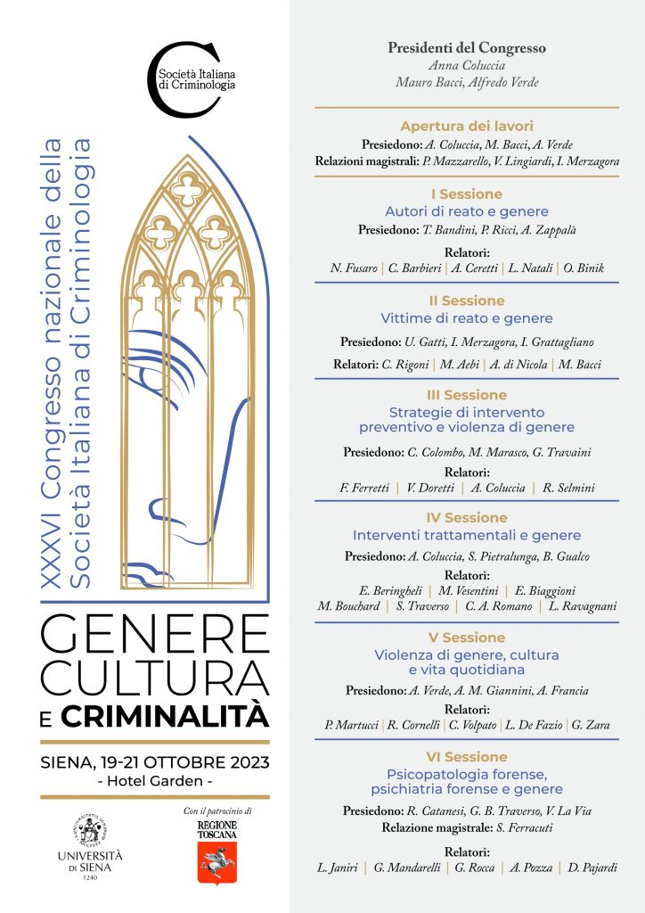A Siena il 36° Congresso nazionale della Società Italiana di Criminologia