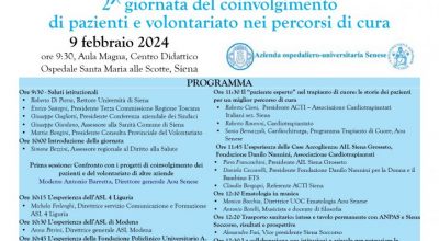 L’Aou Senese prosegue nel potenziare accoglienza e umanizzazione: 2^ Giornata di coinvolgimento di pazienti e volontariato nei percorsi di cura